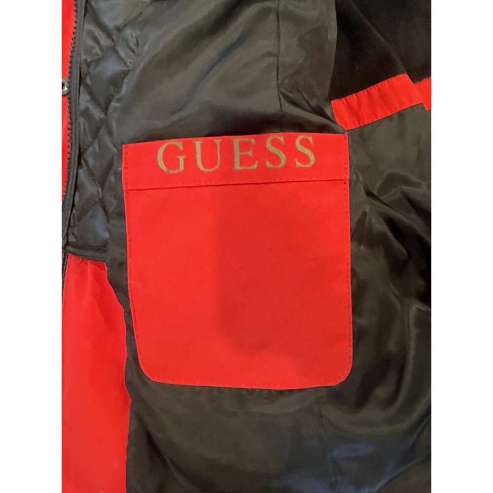 GUESS Womens Red Heavyweight Puffer Jacket Parka Coat Faux Fur Hood Size XL - Picture 5 of 6